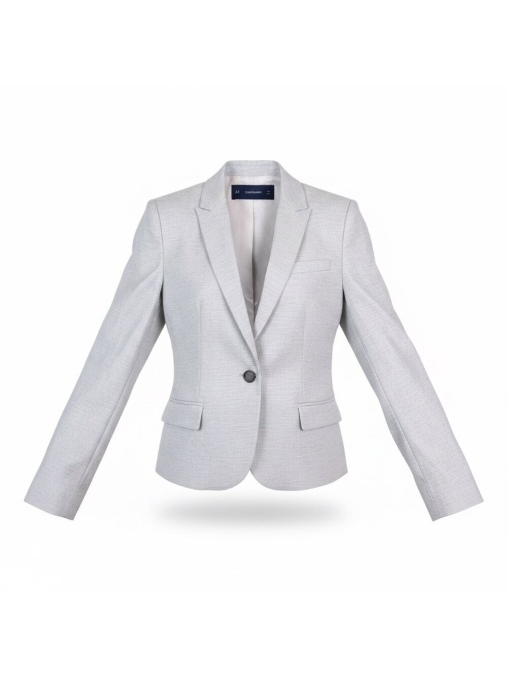 Zara Basic Womens Grey Blazer Jacket Slim Fit Single Button Made In Spain Sz M
